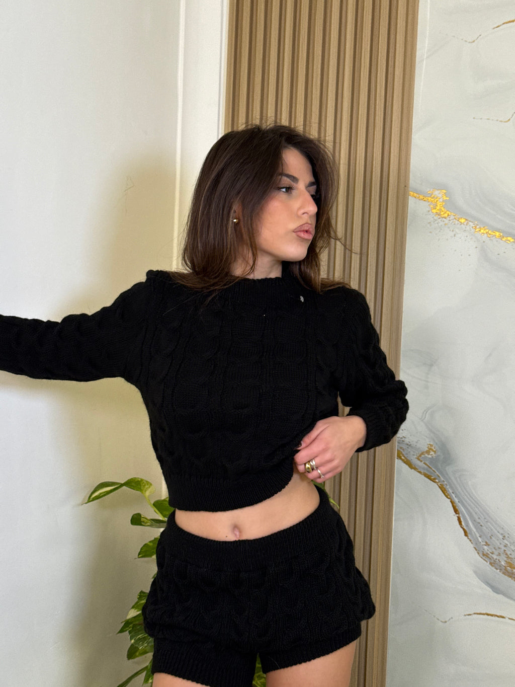 Coordinato in lana Amelia nero