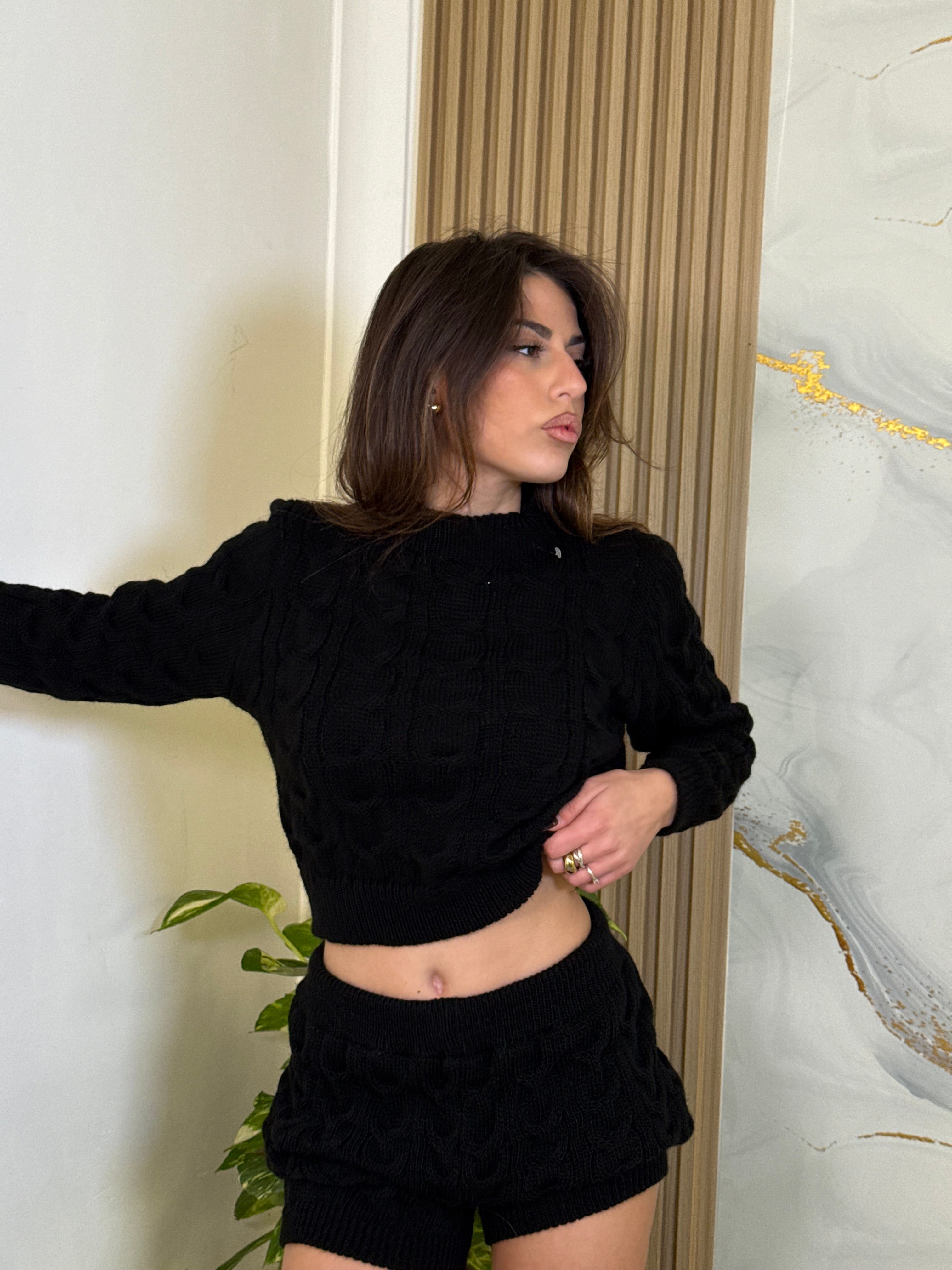 Coordinato in lana Amelia nero